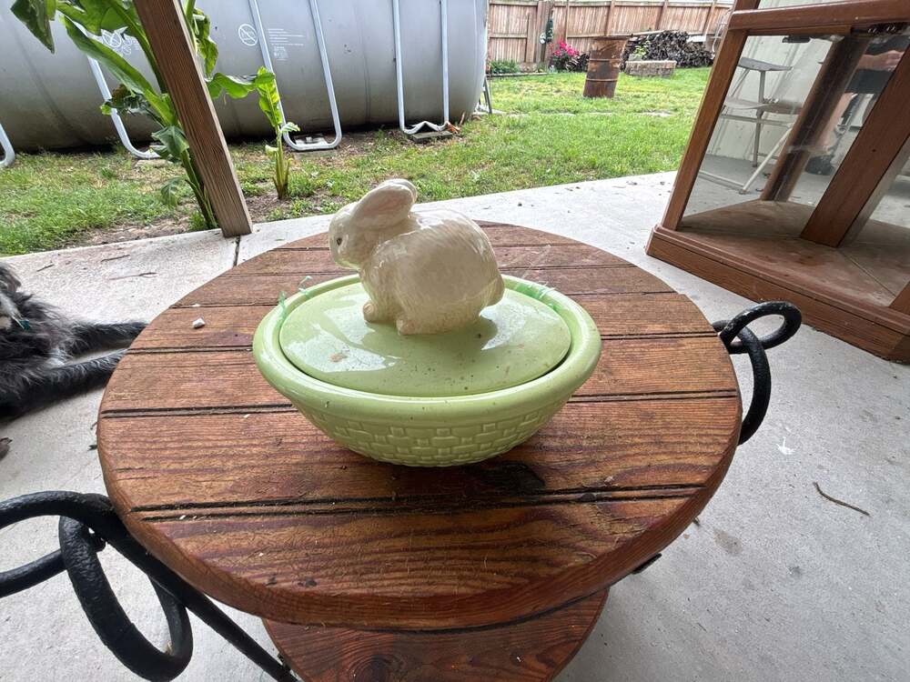 Hallmark Ceramic Easter Bunny Basket Lidded Serving Dish